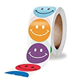 CHUANGOU 500 Pezzi Smile Adesivi Sticker Rotoli Smiley Colore Adesivi Ricompensa Cartone Animato, 2,5 cm / 1 Pollice