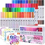 Cieex Brush Pen Lettering, 80 colori Pennelli Doppia Punta, Doppio Pennarelli per Colorare con Punta a Pennello e Punta Fineliner ...