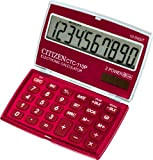 CITIZEN CTC-110RD PREMIUM - Calcolatrice tascabile con 10 numeri grandi, colore: rosso