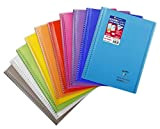 Clairefontaine 386401C - Un cahier à  spirale Koverbook 160 pages 24x32 cm 90g grands carreaux, couverture polypro enveloppante transparente couleur ...