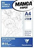 Clairefontaine 94037C - Blocco incollato Manga Storyboard 100 fogli con griglia semplice 21x29.7 cm 55g