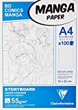 Clairefontaine 94038C - Blocco incollato Manga Storyboard 100 fogli con griglia 6 riquadri 21x29.7 cm 55g