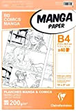 Clairefontaine 94046C - Pochette Manga multi-tecnica 40 fogli di carta da disegno Layout 27.5x37.4 cm 200 g bianca, griglia semplice