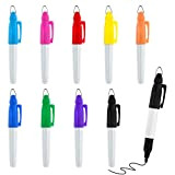 Cobee - Mini pennarelli permanenti con clip portachiavi da golf, 9 pezzi, colori assortiti, mini pennarelli per palline da golf, ...