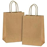 ComPDCVD 24 sacchetti di carta kraft con manici 15 x 8 x 21 cm sacchetti di carta marrone sacchetti di ...