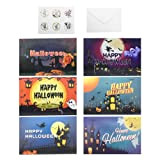 Confezione da 12 Biglietti di Auguri di Halloween con Buste e Adesivi di Halloween, inclusi 6 Stili, Fantasma, Strega, Zucca
