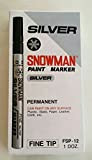Confezione da 12 pennarelli permanenti Snowman colore metallizzato argento punta extra fine 1 mm per tutte le superfici
