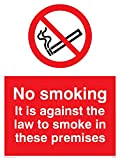 Confezione da 5 – No Smoking Against The Law Sign – 150 x 200 mm – A5P