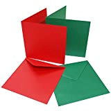 Craft UK 2038 Biglietto di Natale con busta 6x6" - Rosso/Verde (confezione da 40)