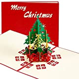 CRASPIRE Christmas Tree Pop Up Card Merry Christmas Greeting Card Gift Pine Tree 3D Holiday Greeting Card con Busta, Stand ...