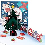 CRASPIRE Christmas Tree Pop Up Card Merry Christmas Greeting Card Gift Snowflake 3D Holiday Greeting Card con Busta, Stand Up ...