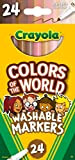 Crayola Colors of The World Markers 24 Count, Fine Line Washable Skin Tone Markers, 24