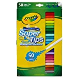 Crayola - Scatola da 50 pennarelli lavabili a punta fine e spessa, di cui 12 profumati, nero