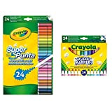Crayola Supertips Pennarelli Lavabili Per Bambini A Punta Media, Per Scuola E Tempo Libero, 24 Colori, Assortiti & 24 Pennarelli ...