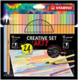 Creative Set STABILO ARTY - STABILO point 88 & Pen 68 - Astuccio da 24 - in colori Pastello assortiti ...