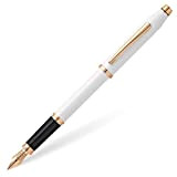 CROSS Century II - Penna stilografica (pennino M, inchiostro nero, con confezione regalo di alta qualità, colore: Bianco perla