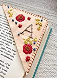 Cute Flower Letter Embroidery Bookmarks,Embroidered Corner Bookmark,Felt Triangle Page Corner Handmade Bookmark,（Letter Random）Bookmarks for Book Lovers (Autumn)