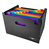 D.RECT Cartella portadocumenti formato A4, con 13 scomparti, colorata, con motivo a fisarmonica, impermeabile, colore: nero