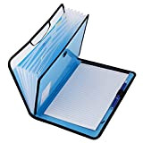 D.RECT Set di cartelle portadocumenti espandibili, portatili, con elastico rotondo e bottone di chiusura, 7 scomparti, formato A4, blu