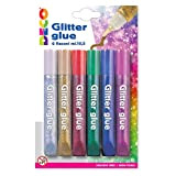 DECO 05882 Colla Glitter Blister 6 Penne, Colori Assortiti