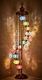 Demmex Lampada da terra, stile turco/marocchino/bohémien, con mosaico, colorata, realizzata a mano, 2 m, 11 sfere grandi (multicolori)