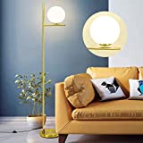 Depuley, lampada a stelo a LED per soggiorno con sfera di vetro, 9 W, base E27, moderna lampada da terra ...