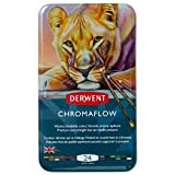 Derwent Chromaflow Set di 24 Matite con Corpo Rotondo da 3,5 mm, Nucleo Cremoso e Sfumabile, Adatto per Disegnare, Colorare ...
