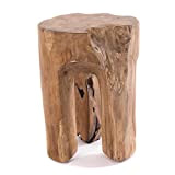 Design delights, sgabello rustico con tronco d’albero, 41 x 29 x 29 cm (altezza x larghezza x profondità), legno anticato, ...