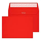 Design Range Vibrant 106 - Buste C6 con chiusura adesiva, 120 g/mq, confezione da 500, colore: Rosso