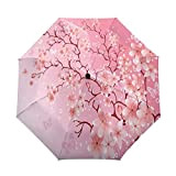 DFGHJK Rosa Cherry Blossom Flowers Farfalla Ombrello creativo Pioggia Donna Automatico Tre ombrelli pieghevoli antivento