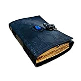 Diario in pelle di lapislazzuli fatto a mano Black Crystal Triple Moon - Libro delle ombre, carta con bordo invecchiato ...
