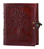 Diario in pelle goffrato con scritta "Your Name" in colore dorato su The Leather Journal/Present Tree of Life Journal in ...