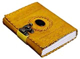 Diario in pelle goffrato con scritta "Your Name" in colore dorato su The Leather Diary Journal Notebook con blocco a ...