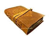 Diario in pelle vintage con scritta "Your Name" in rilievo in colore dorato su The Leather Diary (17,8 x 12,7 ...