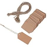 DieffematicSDK Biglietti Auguri Compleanno 100Pcs/Lot Blank Kraft Jewelry Price Label with String 20m Kraft Paper String Price Tags Gift Cards