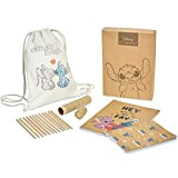 Disney Kit Cancelleria Sostenibile con Quaderni Carta Riciclata e Matite Colorate Stitch