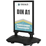 DisplayLager - Supporto per Poster con Ruote, Formato A1 (Bifacciale), Alluminio, Wind Pro - Cavalletto Espositore Pubblicitario… (Nero)