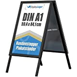 DisplayLager - Supporto per Poster, Formato A1 (Bifacciale), Alluminio, Argento, Alu-Line - Cavalletto Espositore Pubblicitario… (Nero, A1)