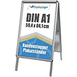 DisplayLager - Supporto per Poster, Formato (Bifacciale), Alluminio, Argento, Alu-Line Rondo - Cavalletto Espositore Pubblicitario… (A1)