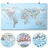 Dive Map by Awesome Maps - Mappa del mondo illustrata per gli appassionati di immersioni - riscrivibile - 97,5 x ...