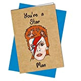 Divertente biglietto di compleanno o festa del papà, con David Bowie Star Man Humour #1032