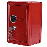 DIYARTS Cassetta di sicurezza in metallo per deposito bancario, per bambini, mini cassaforte in metallo, 2 chiavi (rosso)