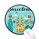 DIYthinker Barcellona spagnola Sagrada Familia rotonda antiscivolo Tappetini neri Titched Edges regalo Gioco Ufficio