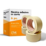 DNK TRADE Nastro di Carta - 6 Rotoli di Nastro Carta per Imbianchino 50x50 mt - Carta Gommata Professionale per ...