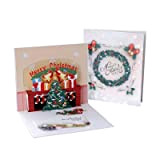 DONGQI Cartoline di Natale, Biglietto di Auguri pop-up 3D per Natale, Busta Inclusa, Albero di Natale, regalo per natale,vari elementi ...