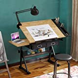 Dripex Tavolo da disegno con piano inclinabile regolabile in altezza - Artist Tavolo da architettura, studio, disegno, scrivania per computer, ...