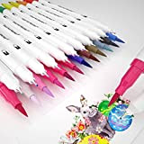 Dual Brush Pen,24 Colori Pennarelli Acquarelli con punta fine e punta brush per disegnare, disegnare, progettare prodotti, calligrafia, manga, belle ...