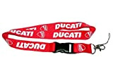 DUCATI - Cordino da collo in tessuto rosso con clip staccabile a strisce nere larghe 2,5 cm per chiave d'auto, ...