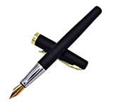 Duke 209 - Penna stilografica con pennino medio, colore nero opaco, clip dorata con astuccio