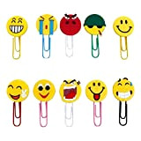 DUOJIN 10 segnalibri a forma di emoji, simpatici graffette da ufficio, segnalibro con emoticon e clip per bambini